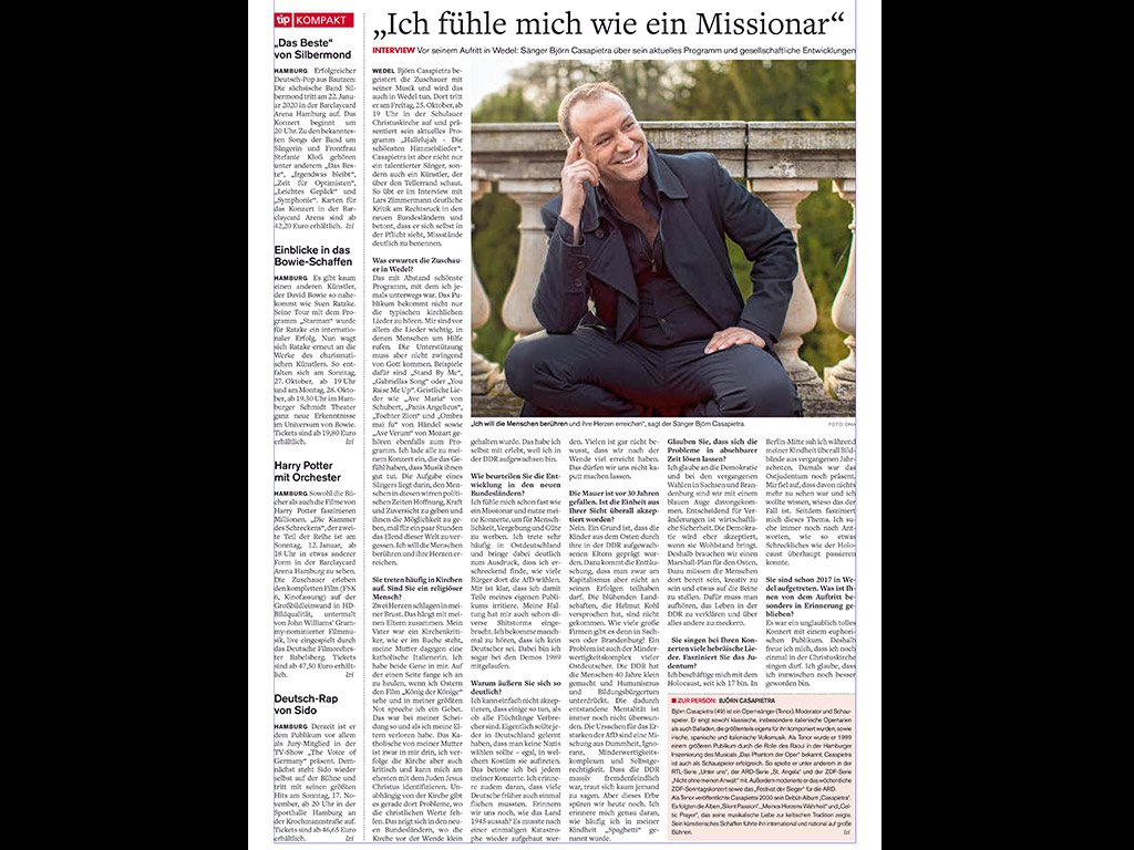 Casapietra Presseartikel: Wedel Schulauer Tageblatt 2019/10